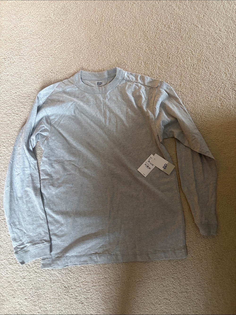 bp Men's Long Sleeve Crewneck Shirt in Light Gray